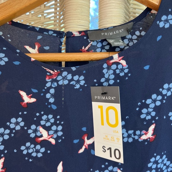 Primark navy shirt, with flounce sleeve. NWT. Button back - Picture 2 of 3